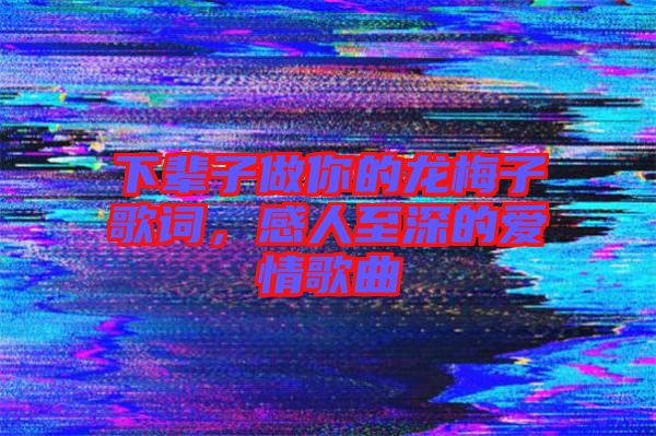 下輩子做你的龍梅子歌詞，感人至深的愛情歌曲