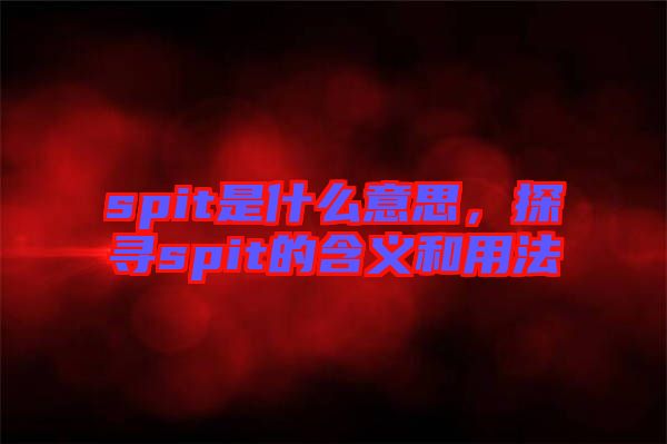 spit是什么意思，探尋spit的含義和用法