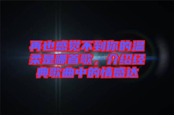 再也感覺不到你的溫柔是哪首歌，介紹經典歌曲中的情感達
