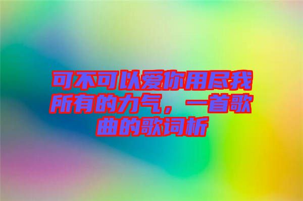 可不可以愛你用盡我所有的力氣，一首歌曲的歌詞析