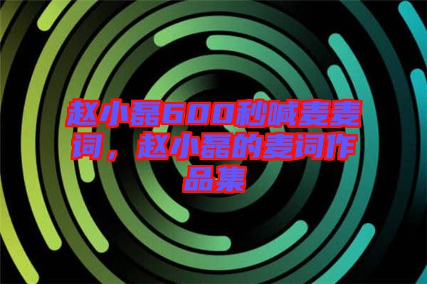 趙小磊600秒喊麥麥詞，趙小磊的麥詞作品集