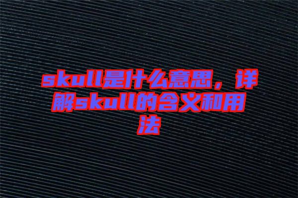 skull是什么意思，詳解skull的含義和用法