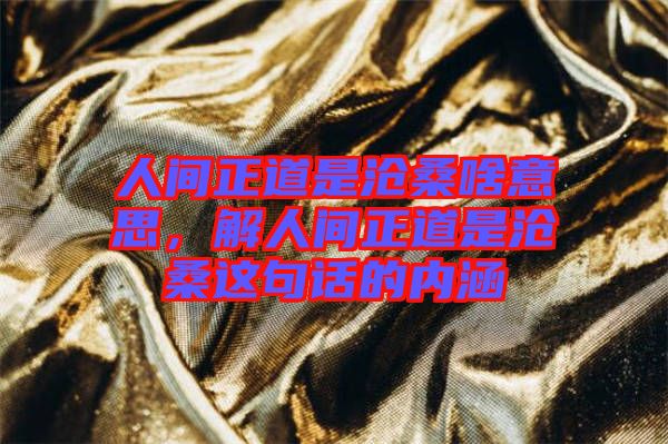 人間正道是滄桑啥意思，解人間正道是滄桑這句話的內(nèi)涵