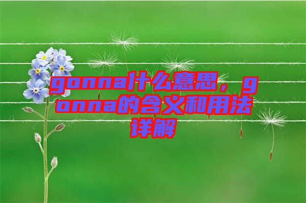 gonna什么意思，gonna的含義和用法詳解