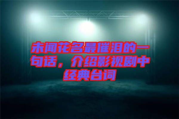 未聞花名最催淚的一句話，介紹影視劇中經典臺詞