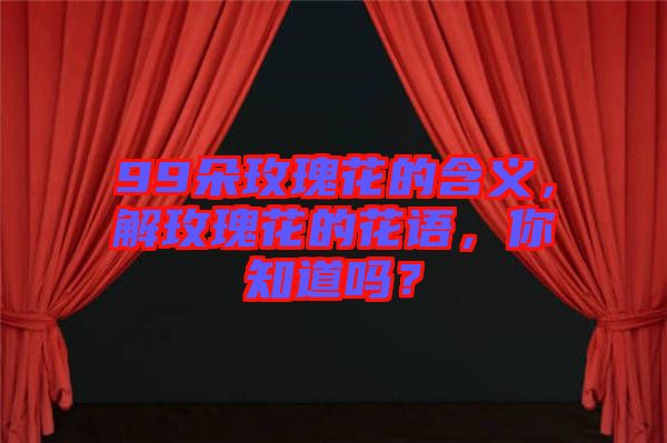 99朵玫瑰花的含義，解玫瑰花的花語，你知道嗎？