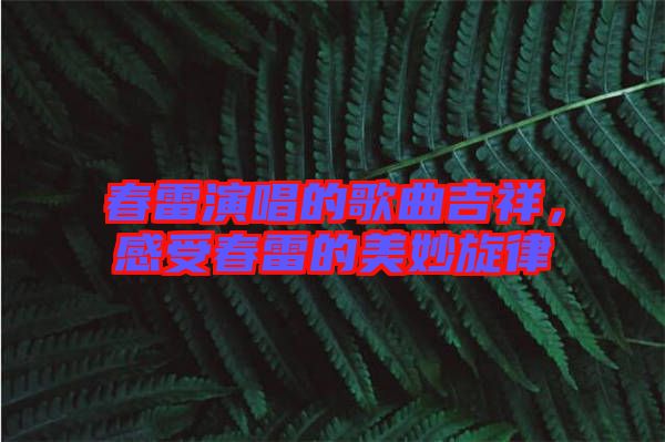 春雷演唱的歌曲吉祥，感受春雷的美妙旋律