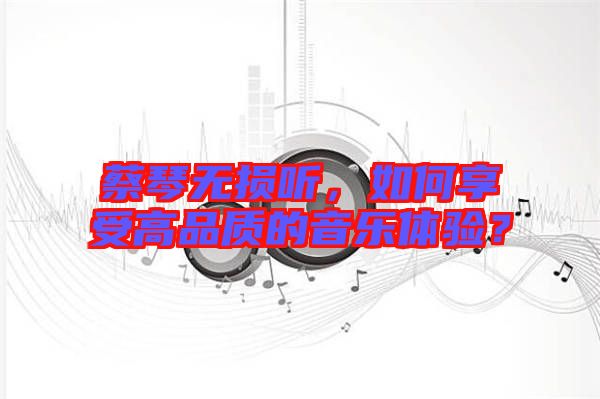 蔡琴無損聽，如何享受高品質的音樂體驗？