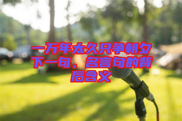 一萬年太久只爭朝夕下一句，名言句的背后含義
