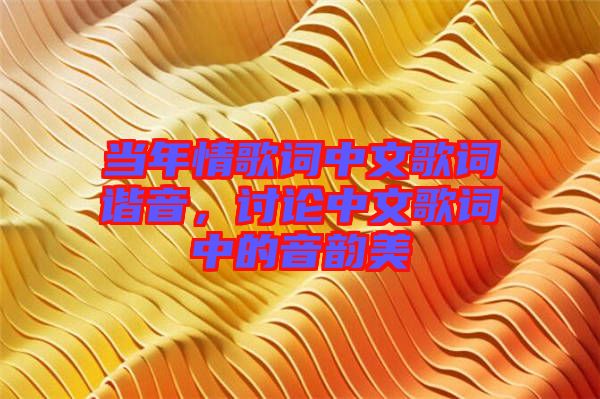 當(dāng)年情歌詞中文歌詞諧音，討論中文歌詞中的音韻美