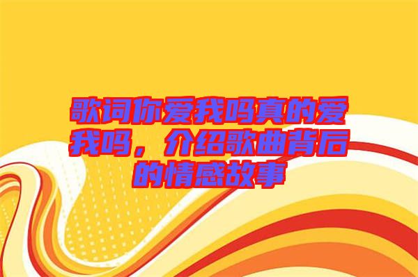 歌詞你愛我嗎真的愛我嗎，介紹歌曲背后的情感故事