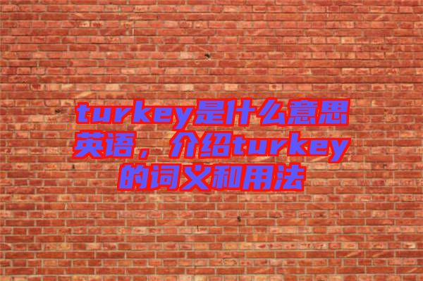turkey是什么意思英語，介紹turkey的詞義和用法