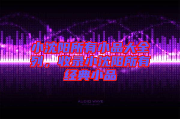 小沈陽所有小品大全列，收錄小沈陽所有經(jīng)典小品