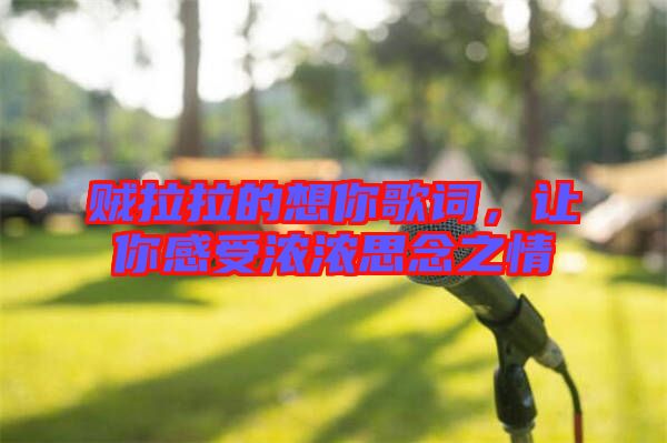 賊拉拉的想你歌詞，讓你感受濃濃思念之情
