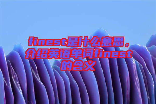 finest是什么意思，介紹英語單詞finest的含義