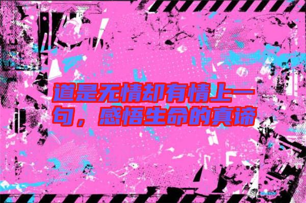道是無情卻有情上一句，感悟生命的真諦