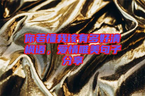 你若懂我該有多好清楓語，愛情唯美句子分享