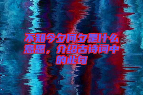 不知今夕何夕是什么意思，介紹古詩詞中的此句