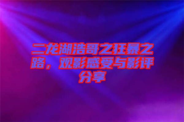 二龍湖浩哥之狂暴之路，觀影感受與影評分享
