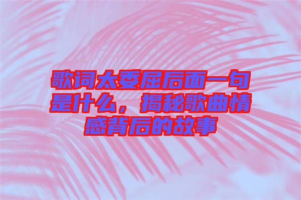 歌詞太委屈后面一句是什么，揭秘歌曲情感背后的故事
