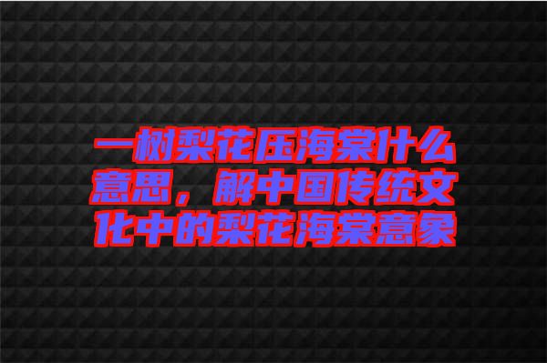 一樹梨花壓海棠什么意思，解中國傳統(tǒng)文化中的梨花海棠意象
