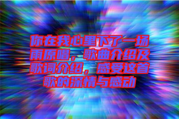 你在我心里下了一場雨原唱，歌曲介紹及歌詞介紹，感受這首歌的深情與感動