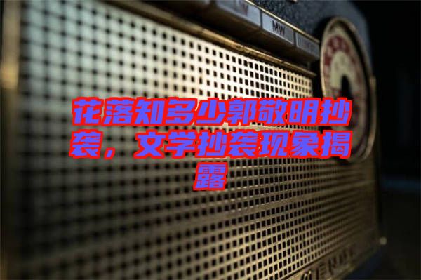 花落知多少郭敬明抄襲，文學抄襲現象揭露
