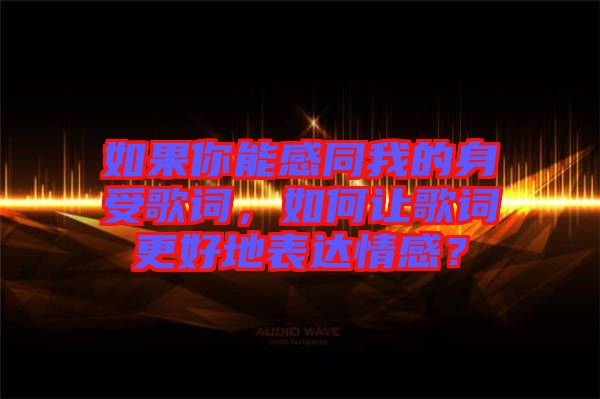 如果你能感同我的身受歌詞，如何讓歌詞更好地表達(dá)情感？