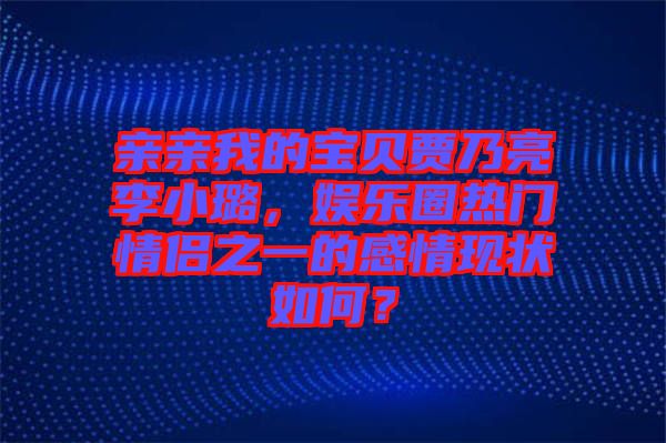 親親我的寶貝賈乃亮李小璐，娛樂圈熱門情侶之一的感情現(xiàn)狀如何？