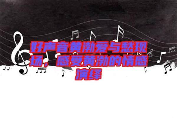 好聲音黃渤愛與愁現場，感受黃渤的情感演繹