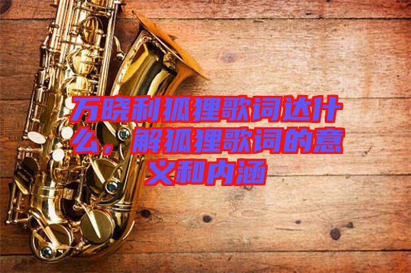 萬曉利狐貍歌詞達什么，解狐貍歌詞的意義和內涵