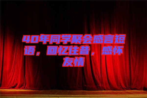 40年同學聚會感言短語，回憶往昔，感懷友情