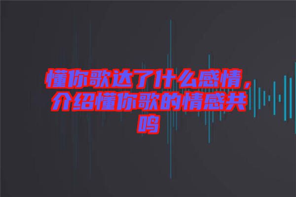 懂你歌達了什么感情，介紹懂你歌的情感共鳴