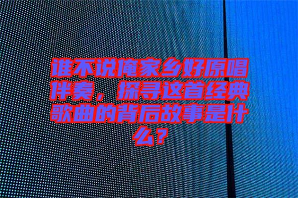 誰(shuí)不說(shuō)俺家鄉(xiāng)好原唱伴奏，探尋這首經(jīng)典歌曲的背后故事是什么？