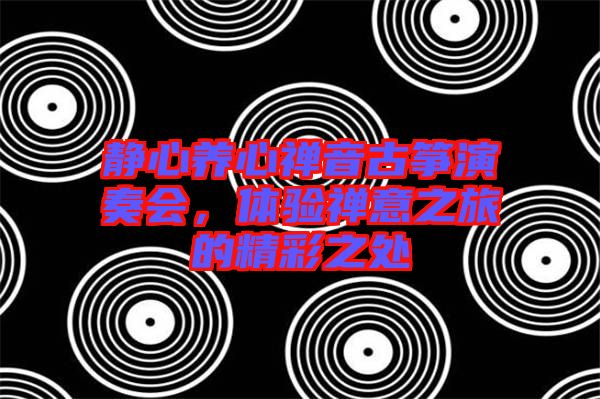 靜心養心禪音古箏演奏會，體驗禪意之旅的精彩之處