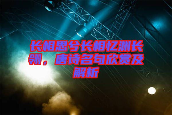 長相思兮長相憶淵長翎，唐詩名句欣賞及解析