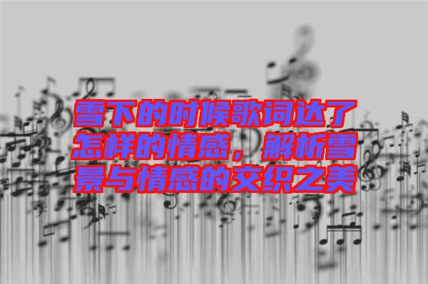 雪下的時候歌詞達了怎樣的情感，解析雪景與情感的交織之美