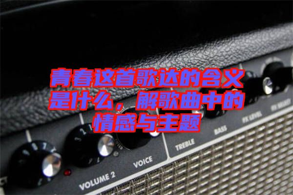 青春這首歌達的含義是什么，解歌曲中的情感與主題